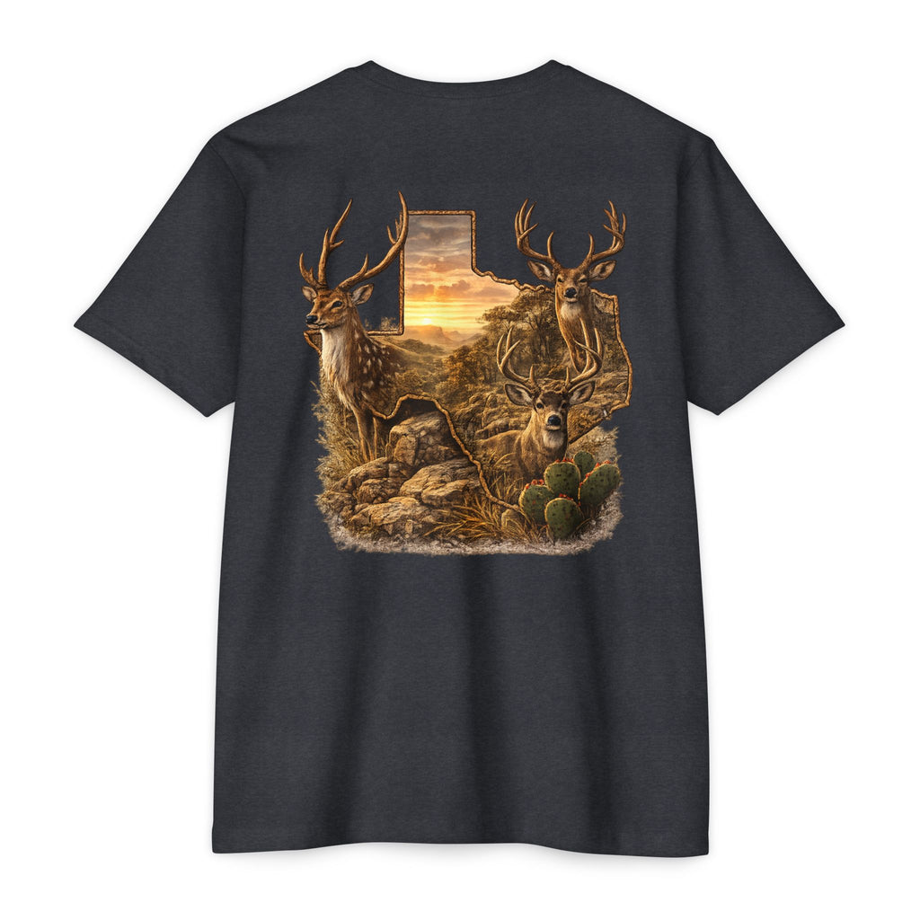 Deer Sunset Graphic T-Shirt — Texas Buck Hunting Scene (AIX)