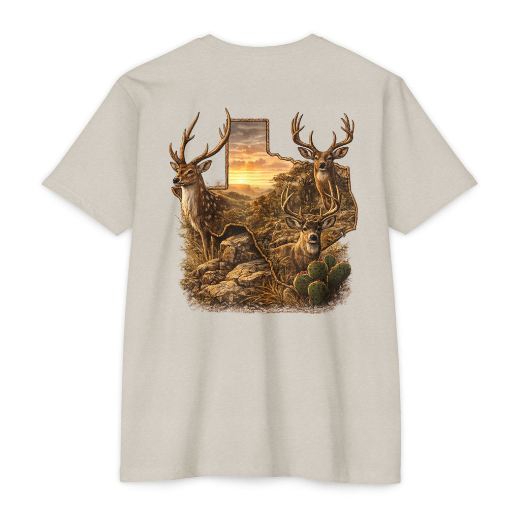 Deer Sunset Graphic T-Shirt — Texas Buck Hunting Scene (AIX)