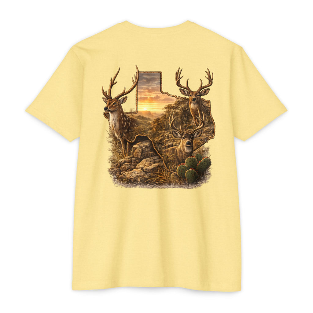 Deer Sunset Graphic T-Shirt — Texas Buck Hunting Scene (AIX)