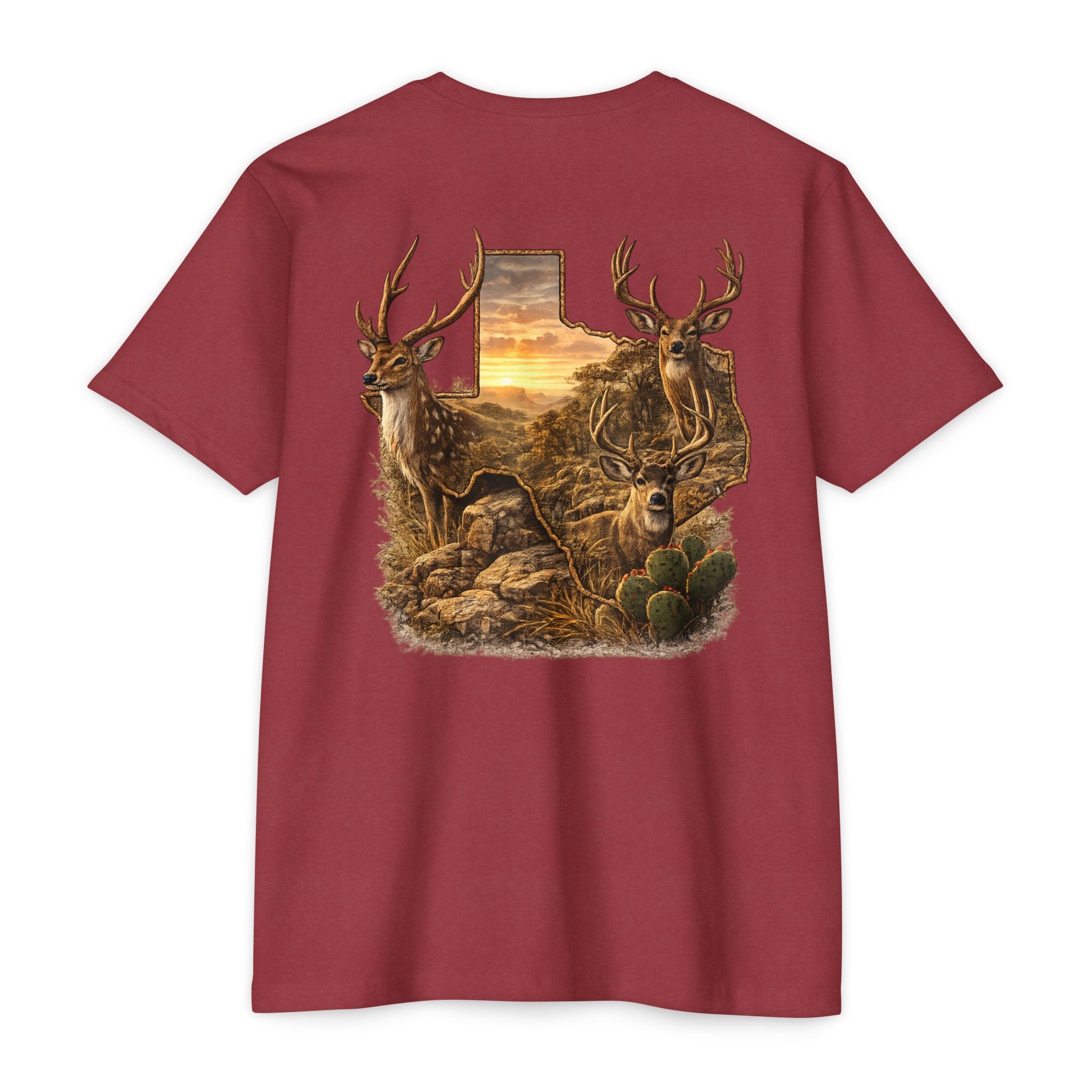 Deer Sunset Graphic T-Shirt — Texas Buck Hunting Scene (AIX)