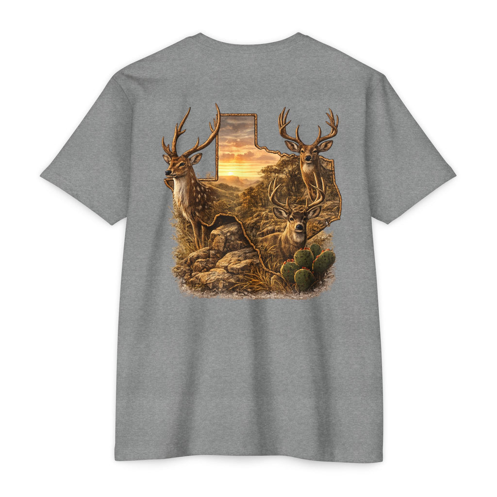 Deer Sunset Graphic T-Shirt — Texas Buck Hunting Scene (AIX)