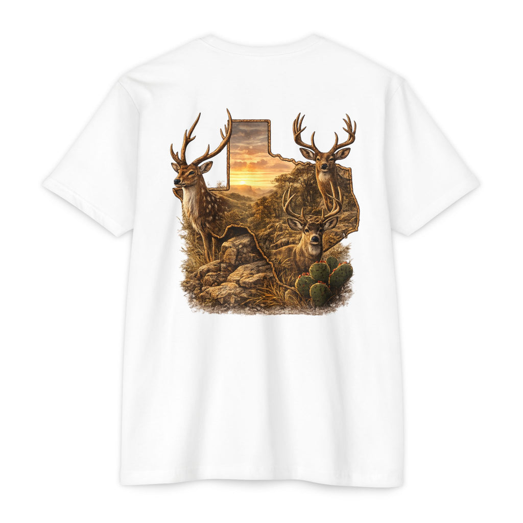 Deer Sunset Graphic T-Shirt — Texas Buck Hunting Scene (AIX)