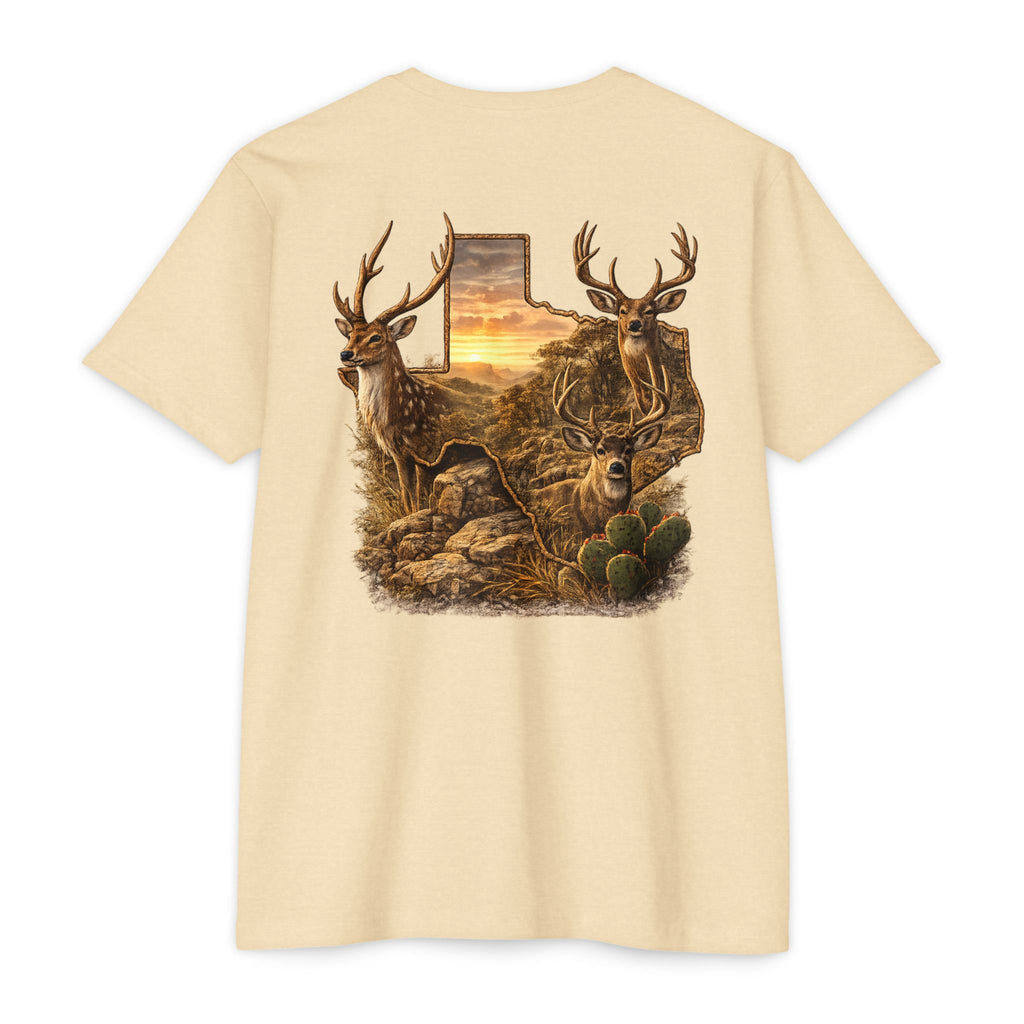 Deer Sunset Graphic T-Shirt — Texas Buck Hunting Scene (AIX)